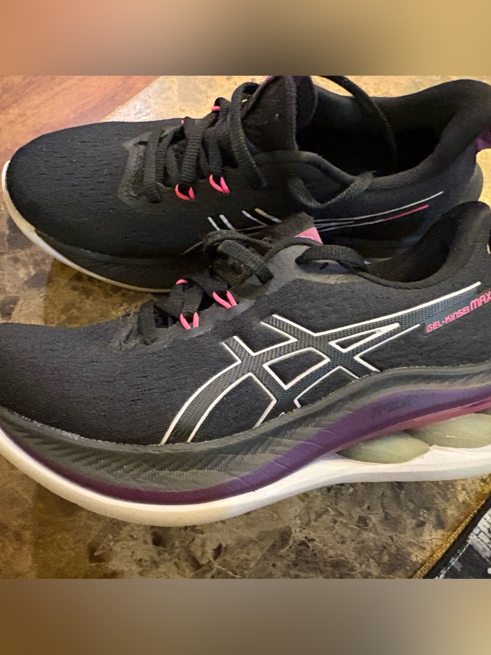 ASICS Women's Black Running Shoes with Purple and Pink Accents